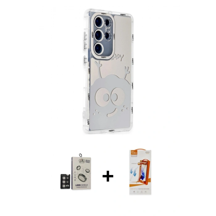 MARSİLYAN™- Galaxy S24 Ultra Kılıf Ahenk Modern Serisi - Siyah AutoKit 5in1 Fiber Polymer Nano Ekran Koruyucu + Bilvis Titan Kamera Lens - DNMR