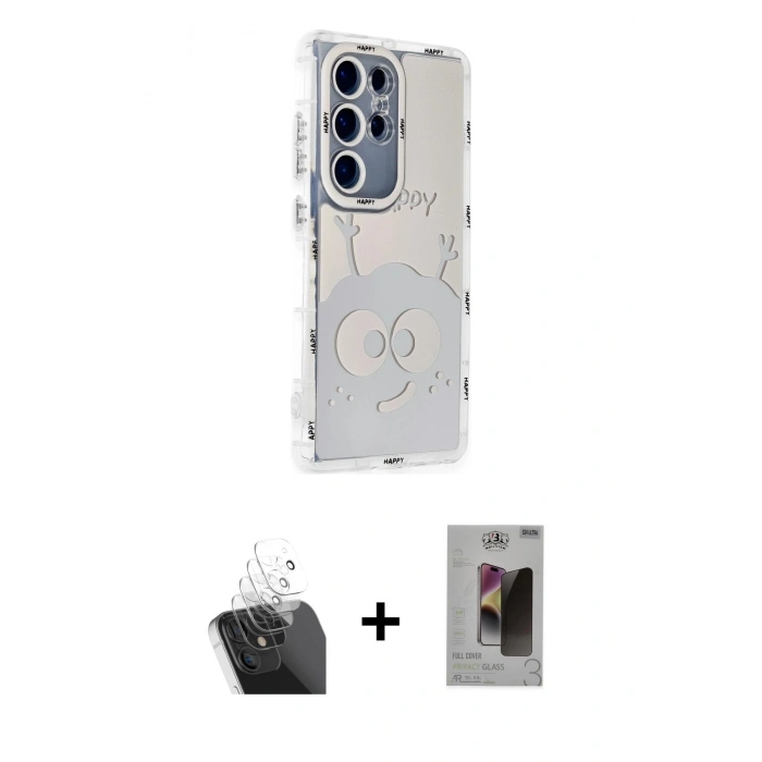 MARSİLYAN™- Galaxy S24 Ultra Kılıf Ahenk Modern Serisi - Siyah Bilvis Hayalet Cam Ekran Koruyucu + Kamera Lens Koruma Cam - SF