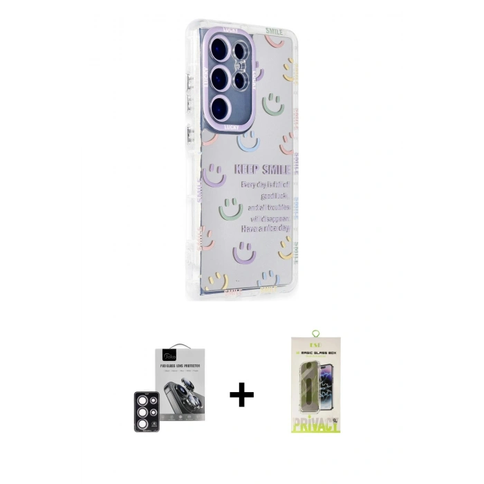 MARSİLYAN™- Galaxy S24 Ultra Kılıf Ahenk Modern Serisi - Siyah Joko Magic 5D Hayalet Cam + PVD Metal Kamera Lens - PE