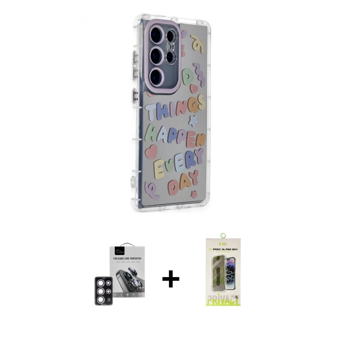 MARSİLYAN™- Galaxy S24 Ultra Kılıf Ahenk Modern Serisi - Siyah Joko Magic 5D Hayalet Cam + PVD Metal Kamera Lens - PE