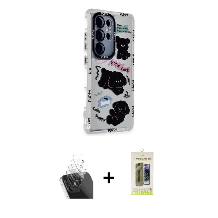 MARSİLYAN™- Galaxy S24 Ultra Kılıf Ahenk Modern Serisi - Siyah Joko Magic 5D Hayalet Cam + Kamera Lens Koruma Cam - SF