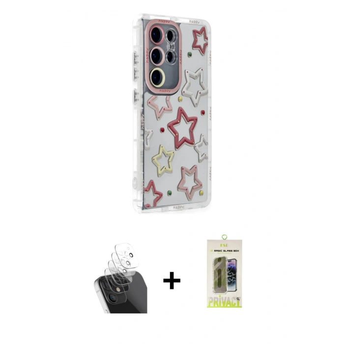 MARSİLYAN™- Galaxy S24 Ultra Kılıf Ahenk Modern Serisi - Siyah Joko Magic 5D Hayalet Cam + Kamera Lens Koruma Cam - SF
