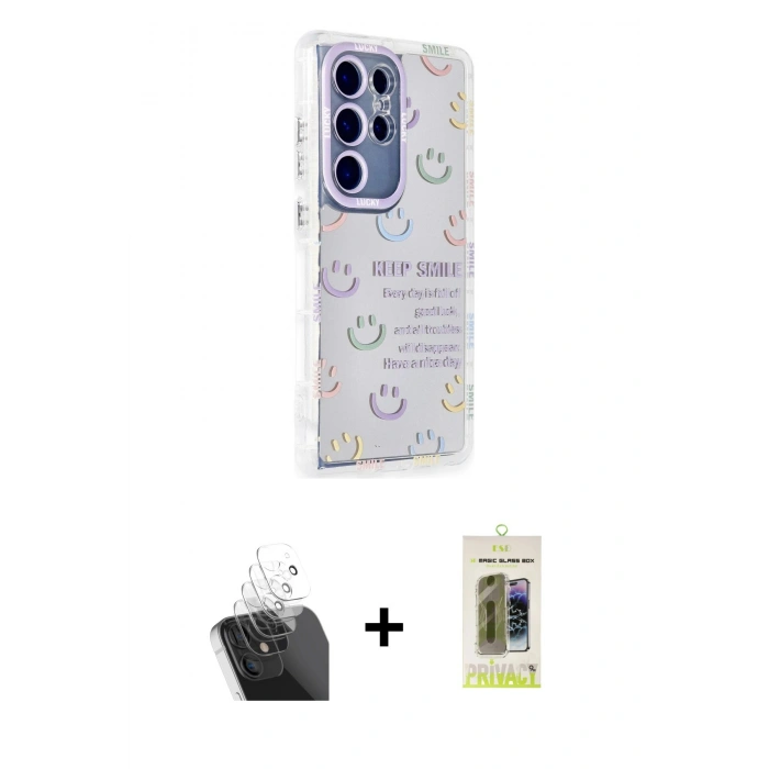 MARSİLYAN™- Galaxy S24 Ultra Kılıf Ahenk Modern Serisi - Siyah Joko Magic 5D Hayalet Cam + Kamera Lens Koruma Cam - SF