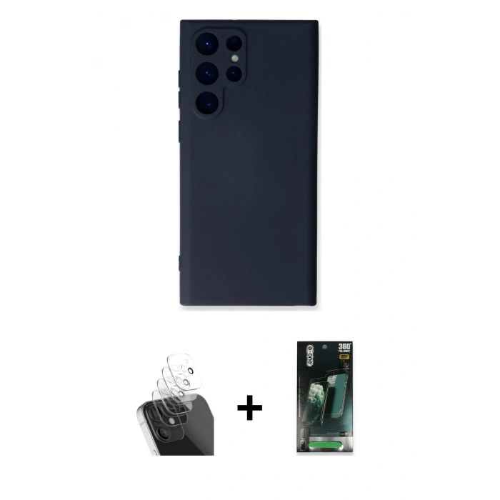 MARSİLYAN™- Galaxy S24 Ultra Kılıf Ahenk Serisi - Şeffaf 360 Full Body Arka Koruyucu + Kamera Lens Koruma Cam - SF