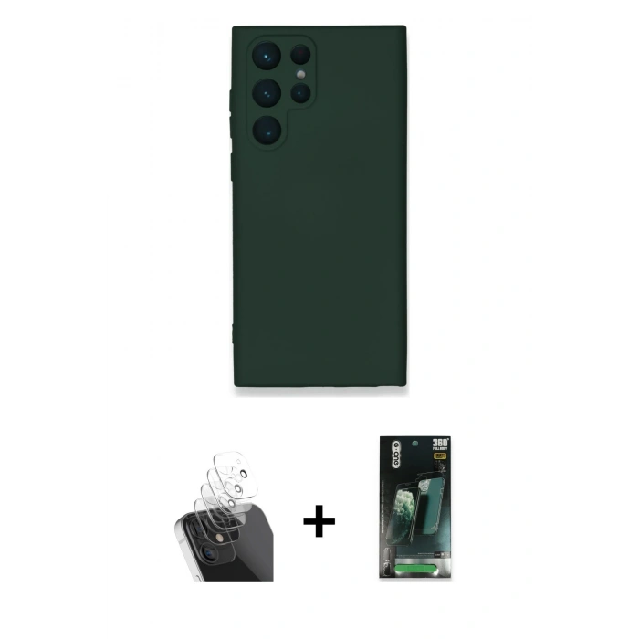 MARSİLYAN™- Galaxy S24 Ultra Kılıf Ahenk Serisi - Şeffaf 360 Full Body Arka Koruyucu + Kamera Lens Koruma Cam - SF