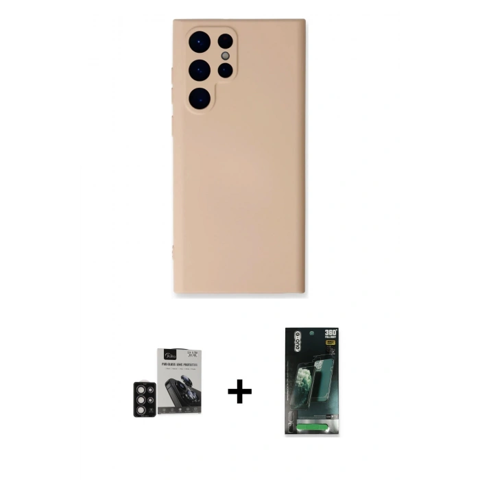 MARSİLYAN™- Galaxy S24 Ultra Kılıf Ahenk Serisi - Siyah 360 Mat Full Body Arka Koruyucu + PVD Metal Kamera Lens - DNMR