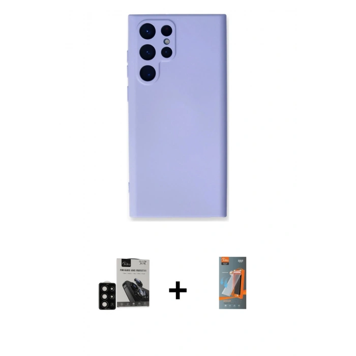 MARSİLYAN™- Galaxy S24 Ultra Kılıf Ahenk Serisi - Siyah AutoKit 5in1 Fiber Hayalet Polymer Nano Ekran Koruyucu + PVD Metal Kamera Lens - SH