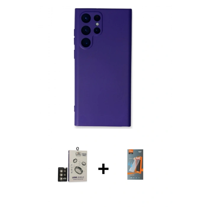 MARSİLYAN™- Galaxy S24 Ultra Kılıf Ahenk Serisi - Siyah AutoKit 5in1 Fiber Hayalet Polymer Nano Ekran Koruyucu + Bilvis Titan Kamera Lens - GD