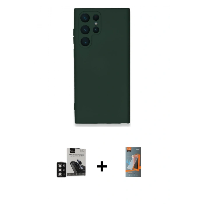 MARSİLYAN™- Galaxy S24 Ultra Kılıf Ahenk Serisi - Siyah AutoKit 5in1 Fiber Hayalet Polymer Nano Ekran Koruyucu + PVD Metal Kamera Lens - DNMR