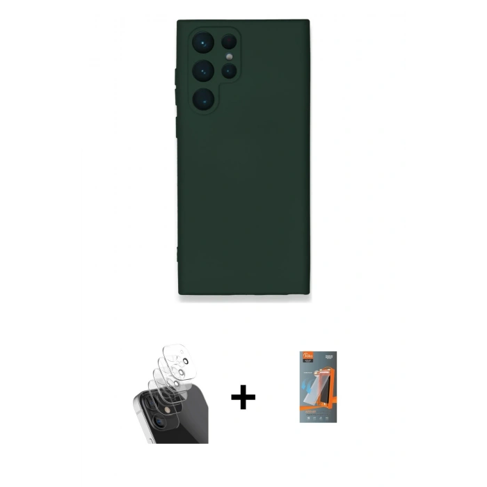 MARSİLYAN™- Galaxy S24 Ultra Kılıf Ahenk Serisi - Siyah AutoKit 5in1 Fiber Hayalet Polymer Nano Ekran Koruyucu + Kamera Lens Koruma Cam - SF
