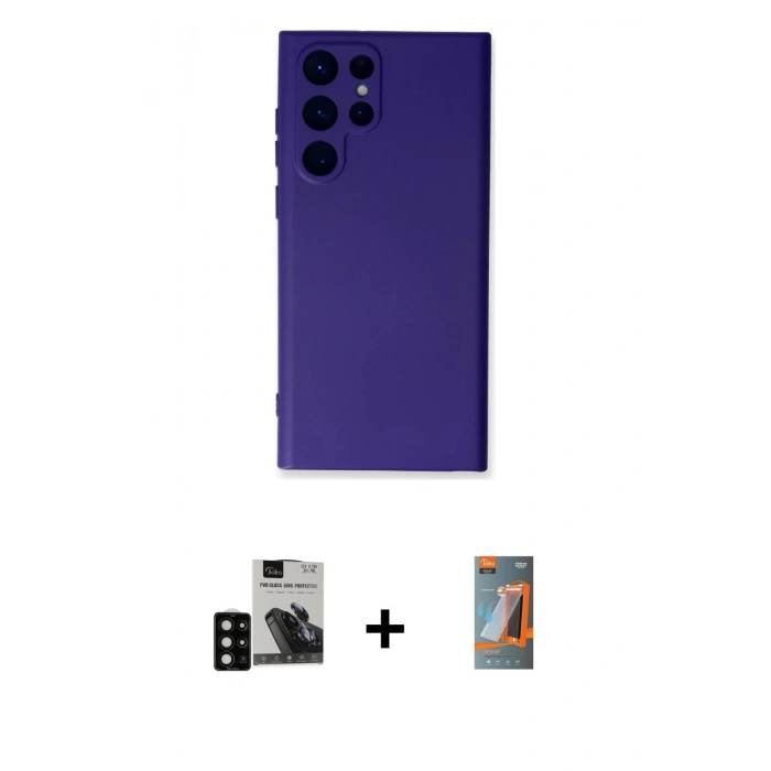 MARSİLYAN™- Galaxy S24 Ultra Kılıf Ahenk Serisi - Siyah AutoKit 5in1 Fiber Hayalet Polymer Nano Ekran Koruyucu + PVD Metal Kamera Lens - SH