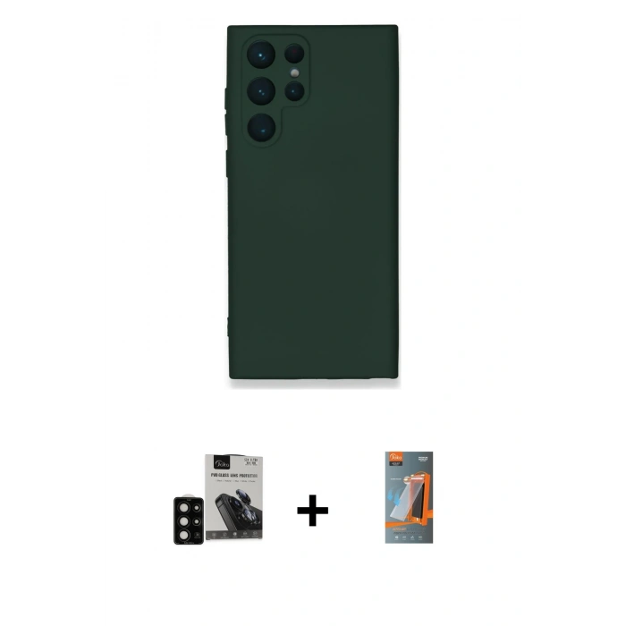MARSİLYAN™- Galaxy S24 Ultra Kılıf Ahenk Serisi - Siyah AutoKit 5in1 Fiber Hayalet Polymer Nano Ekran Koruyucu + PVD Metal Kamera Lens - SH