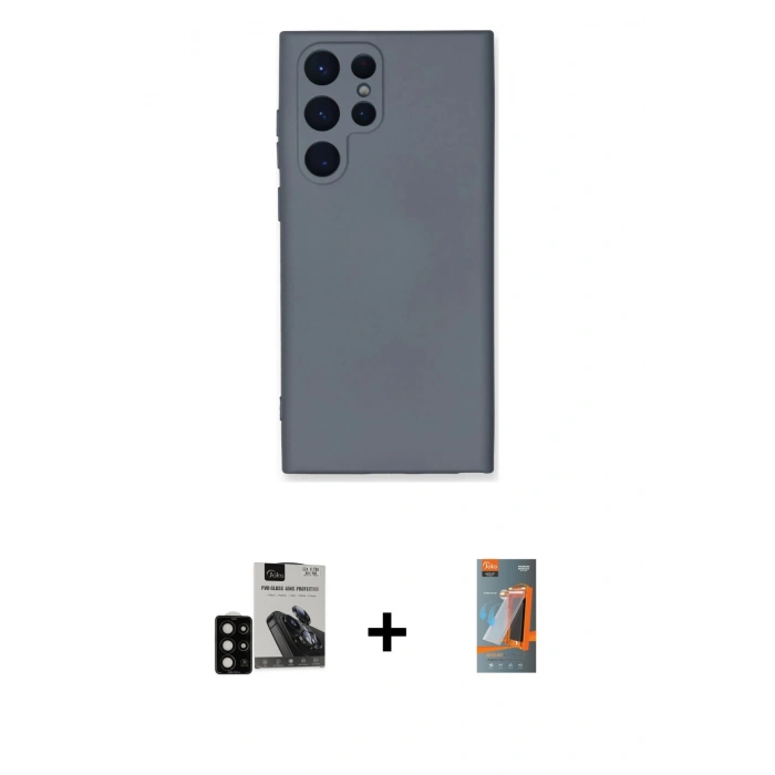 MARSİLYAN™- Galaxy S24 Ultra Kılıf Ahenk Serisi - Siyah AutoKit 5in1 Fiber Hayalet Polymer Nano Ekran Koruyucu + PVD Metal Kamera Lens - SH