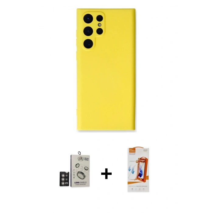 MARSİLYAN™- Galaxy S24 Ultra Kılıf Ahenk Serisi - Siyah AutoKit 5in1 Fiber Polymer Nano Ekran Koruyucu + Bilvis Titan Kamera Lens - DNMR