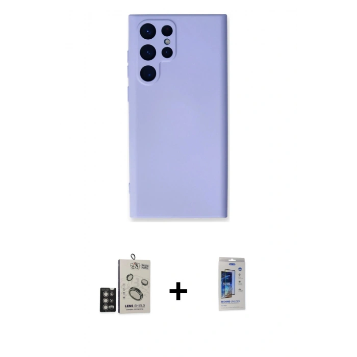 MARSİLYAN™- Galaxy S24 Ultra Kılıf Ahenk Serisi - Siyah Durable Full Glue Curved Cam + Bilvis Titan Kamera Lens - DNMR