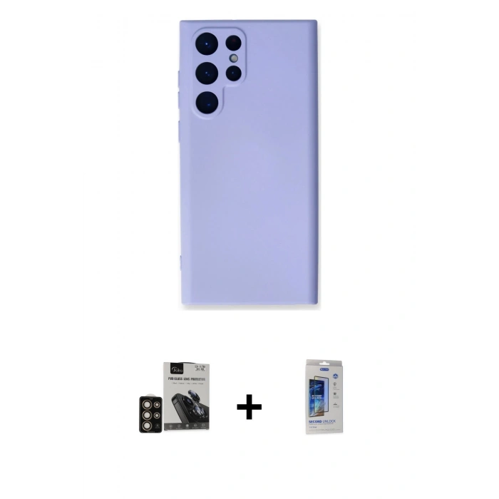 MARSİLYAN™- Galaxy S24 Ultra Kılıf Ahenk Serisi - Siyah Durable Full Glue Curved Cam + PVD Metal Kamera Lens - GD