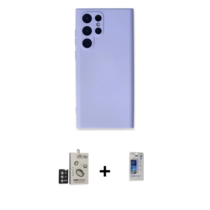MARSİLYAN™- Galaxy S24 Ultra Kılıf Ahenk Serisi - Siyah Durable Full Glue Curved Hayalet Cam + Bilvis Titan Kamera Lens - DNMR