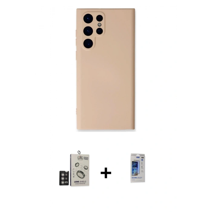 MARSİLYAN™- Galaxy S24 Ultra Kılıf Ahenk Serisi - Siyah Durable Full Glue Curved Hayalet Cam + Bilvis Titan Kamera Lens - DNMR
