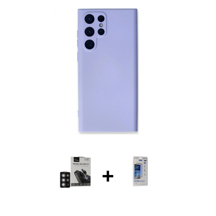 MARSİLYAN™- Galaxy S24 Ultra Kılıf Ahenk Serisi - Siyah Durable Full Glue Curved Hayalet Cam + PVD Metal Kamera Lens - DNMR