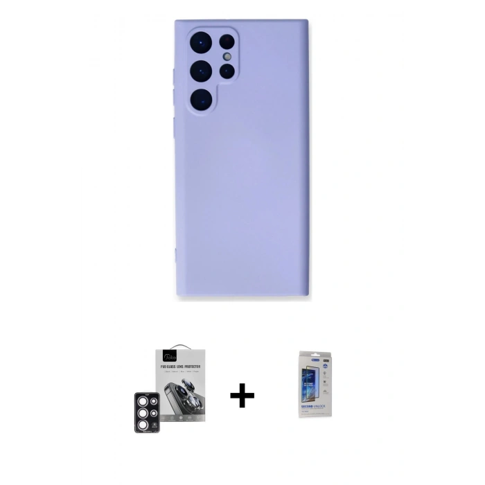 MARSİLYAN™- Galaxy S24 Ultra Kılıf Ahenk Serisi - Siyah Durable Full Glue Curved Hayalet Cam + PVD Metal Kamera Lens - PE