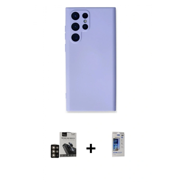 MARSİLYAN™- Galaxy S24 Ultra Kılıf Ahenk Serisi - Siyah Durable Full Glue Curved Hayalet Cam + PVD Metal Kamera Lens - GD