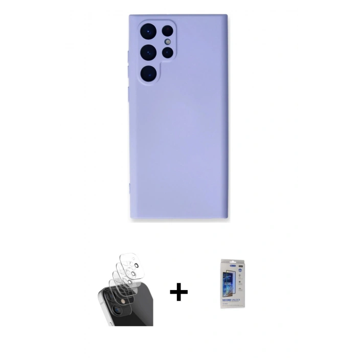 MARSİLYAN™- Galaxy S24 Ultra Kılıf Ahenk Serisi - Siyah Durable Full Glue Curved Hayalet Cam + Kamera Lens Koruma Cam - SF