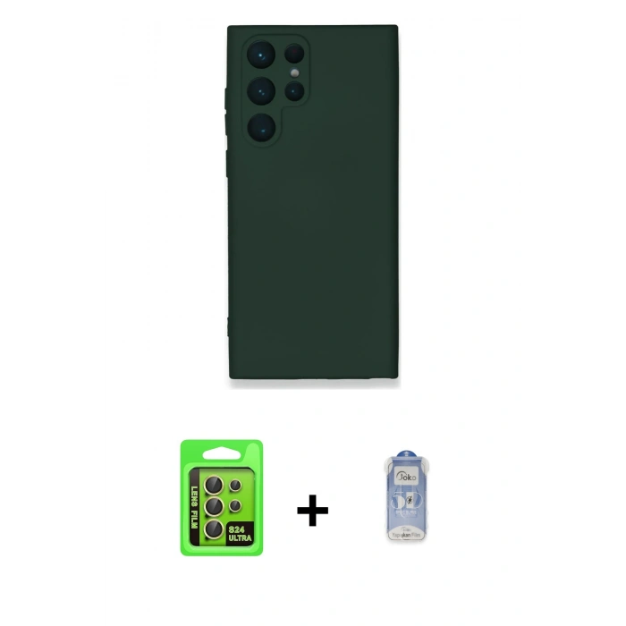 MARSİLYAN™- Galaxy S24 Ultra Kılıf Ahenk Serisi - Siyah Joko Magic 5D Cam + Raze Metal Kamera Lens - SI
