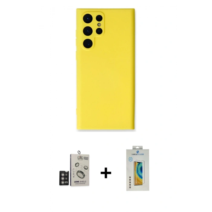 MARSİLYAN™- Galaxy S24 Ultra Kılıf Ahenk Serisi - Siyah Polymer Nano Ekran Koruyucu + Bilvis Titan Kamera Lens - DNMR