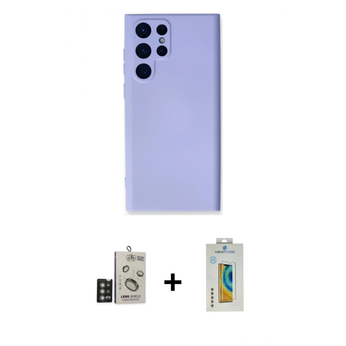 MARSİLYAN™- Galaxy S24 Ultra Kılıf Ahenk Serisi - Siyah Polymer Nano Ekran Koruyucu + Bilvis Titan Kamera Lens - DNMR