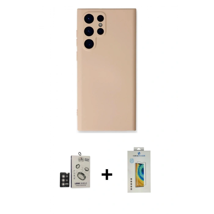 MARSİLYAN™- Galaxy S24 Ultra Kılıf Ahenk Serisi - Siyah Polymer Nano Ekran Koruyucu + Bilvis Titan Kamera Lens - DNMR