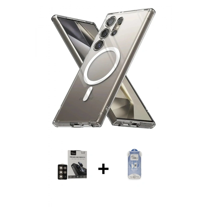 MARSİLYAN™- Galaxy S24 Ultra Kılıf Ahenk Yansıma Prime - Siyah Joko Magic 5D Cam + PVD Metal Kamera Lens - GD
