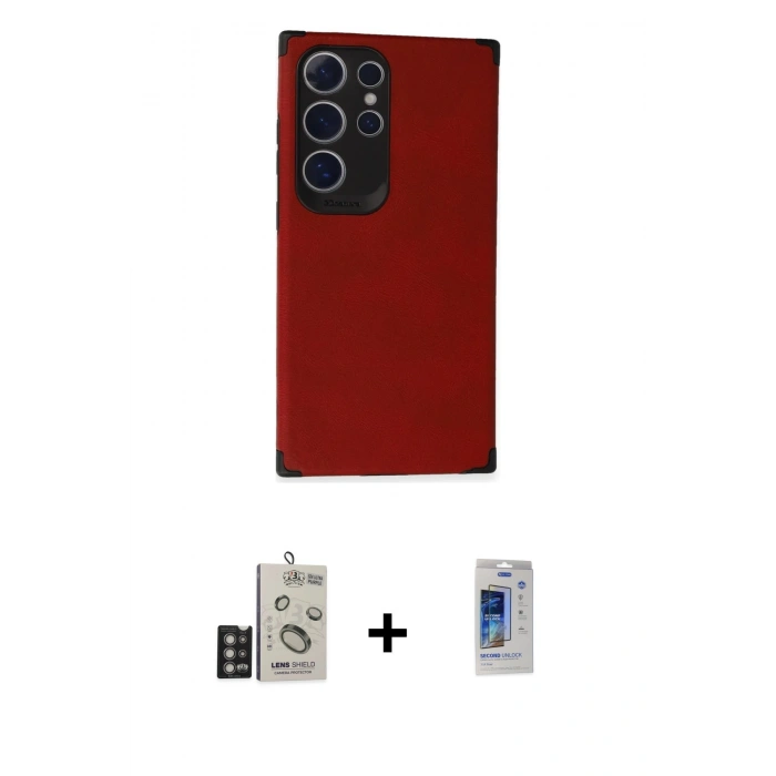 MARSİLYAN™- Galaxy S24 Ultra Kılıf Doruk Asil Koleksiyonu - Siyah Durable Full Glue Curved Cam + Bilvis Titan Kamera Lens - DNMR