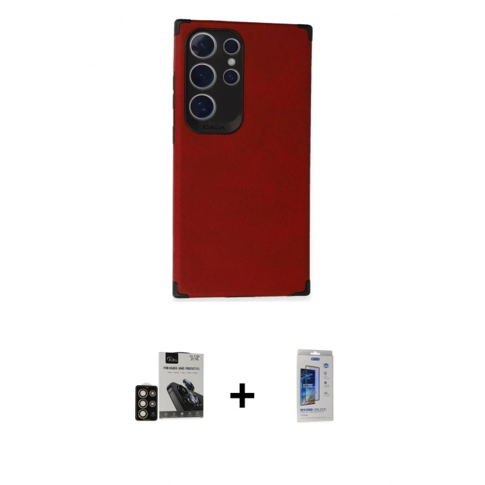 MARSİLYAN™- Galaxy S24 Ultra Kılıf Doruk Asil Koleksiyonu - Siyah Durable Full Glue Curved Cam + PVD Metal Kamera Lens - GD