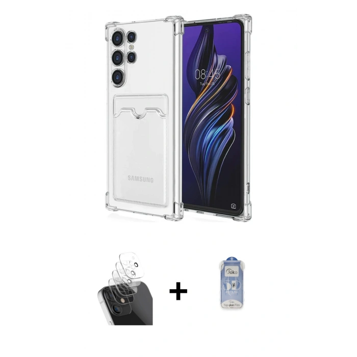 MARSİLYAN™- Galaxy S24 Ultra Kılıf Doruk Klasik Koleksiyonu - Siyah Joko Magic 5D Cam + Kamera Lens Koruma Cam - SF