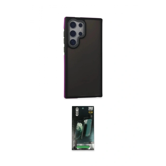MARSİLYAN™- Galaxy S24 Ultra Kılıf Eksen Işık - Şeffaf 360 Full Body Arka Koruyucu