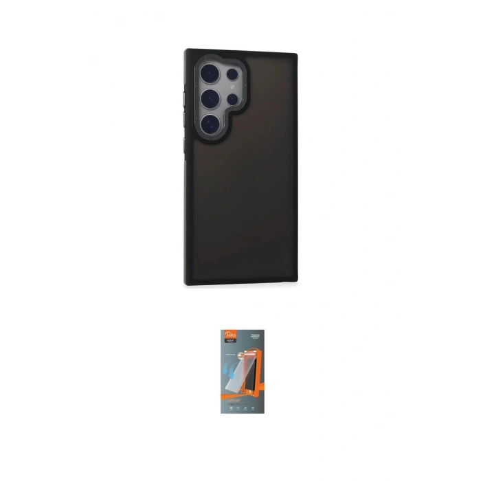 MARSİLYAN™- Galaxy S24 Ultra Kılıf Eksen Işık - Siyah AutoKit 5in1 Fiber Hayalet Polymer Nano Ekran Koruyucu