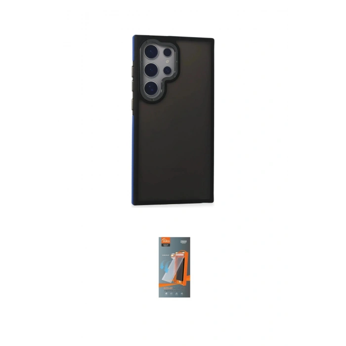 MARSİLYAN™- Galaxy S24 Ultra Kılıf Eksen Işık - Siyah AutoKit 5in1 Fiber Hayalet Polymer Nano Ekran Koruyucu