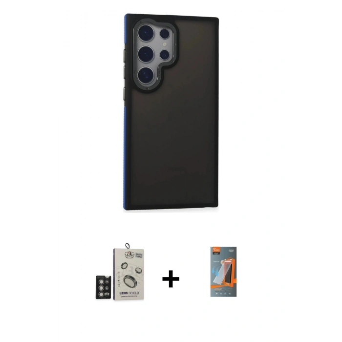 MARSİLYAN™- Galaxy S24 Ultra Kılıf Eksen Işık - Siyah AutoKit 5in1 Fiber Hayalet Polymer Nano Ekran Koruyucu + Bilvis Titan Kamera Lens - DNMR