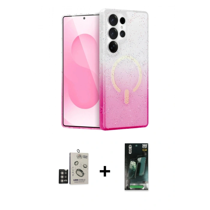 MARSİLYAN™- Galaxy S24 Ultra Kılıf Eksen Minimal Özel Seri - Siyah 360 Mat Full Body Arka Koruyucu + Bilvis Titan Kamera Lens - DNMR