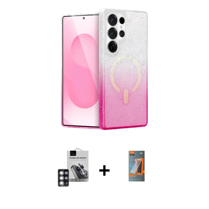 MARSİLYAN™- Galaxy S24 Ultra Kılıf Eksen Minimal Özel Seri - Siyah AutoKit 5in1 Fiber Hayalet Polymer Nano Ekran Koruyucu + PVD Metal Kamera Lens - PE