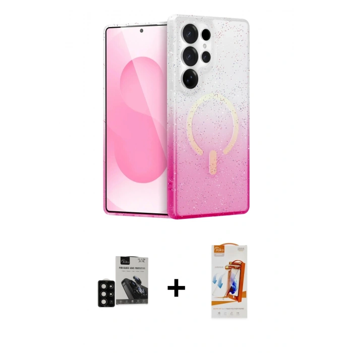 MARSİLYAN™- Galaxy S24 Ultra Kılıf Eksen Minimal Özel Seri - Siyah AutoKit 5in1 Fiber Polymer Nano Ekran Koruyucu + PVD Metal Kamera Lens - SH