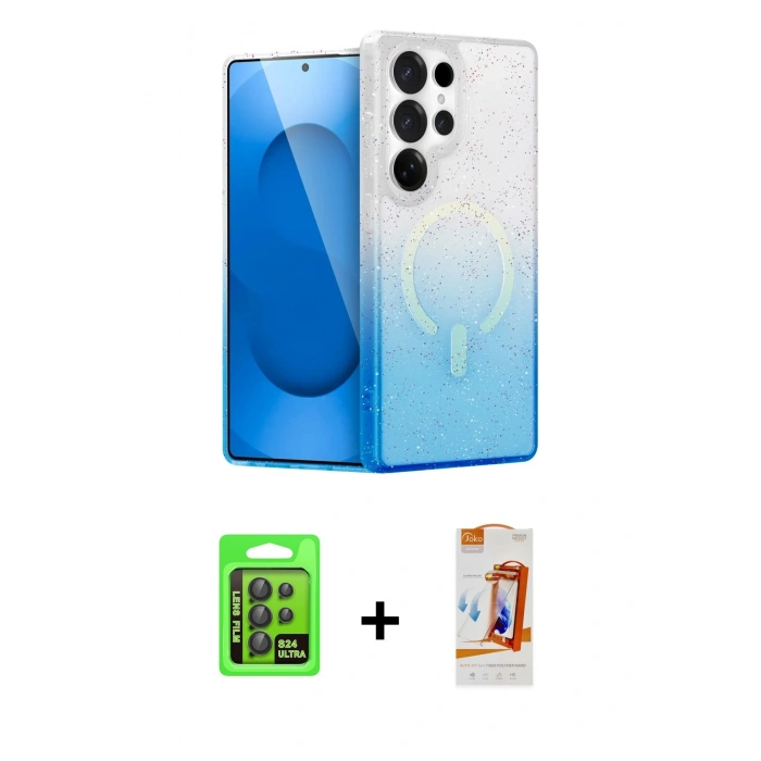 MARSİLYAN™- Galaxy S24 Ultra Kılıf Eksen Minimal Özel Seri - Siyah AutoKit 5in1 Fiber Polymer Nano Ekran Koruyucu + Raze Metal Kamera Lens - SH
