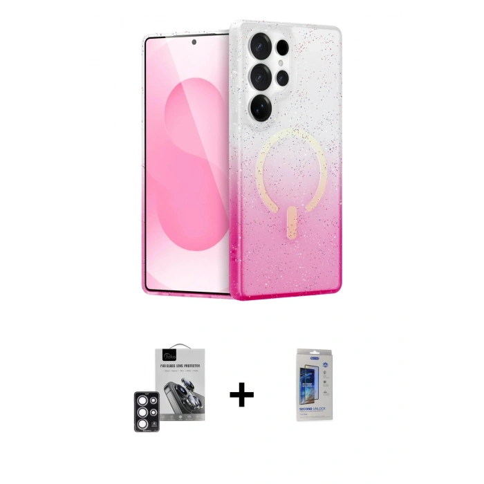 MARSİLYAN™- Galaxy S24 Ultra Kılıf Eksen Minimal Özel Seri - Siyah Durable Full Glue Curved Cam + PVD Metal Kamera Lens - PE