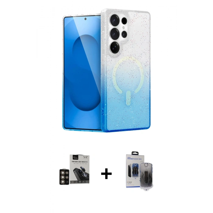 MARSİLYAN™- Galaxy S24 Ultra Kılıf Eksen Minimal Özel Seri - Siyah Vanessa Magic Hayalet Cam + PVD Metal Kamera Lens - GD