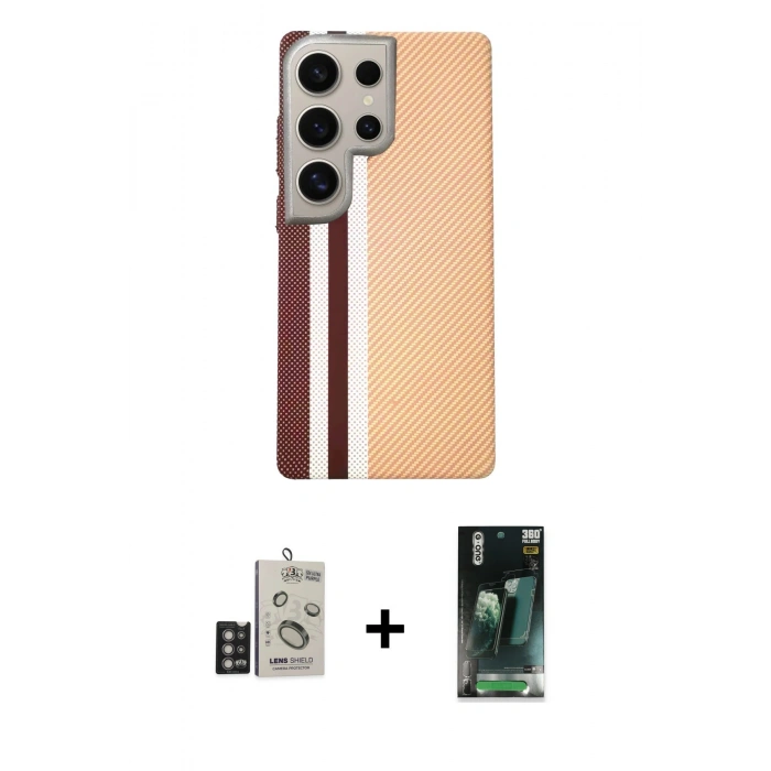 MARSİLYAN™- Galaxy S24 Ultra Kılıf Eksen Prime - Şeffaf 360 Full Body Arka Koruyucu + Bilvis Titan Kamera Lens - DNMR