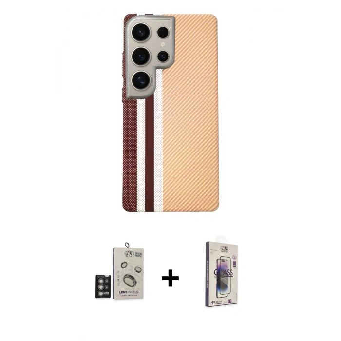 MARSİLYAN™- Galaxy S24 Ultra Kılıf Eksen Prime - Siyah Bilvis 3D Cam Ekran Koruyucu + Bilvis Titan Kamera Lens - DNMR