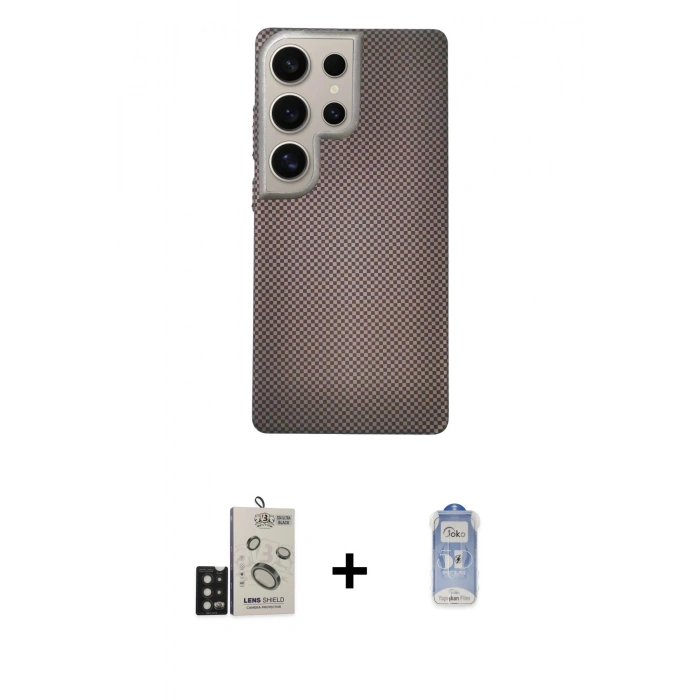 MARSİLYAN™- Galaxy S24 Ultra Kılıf Eksen Prime - Siyah Joko Magic 5D Cam + Bilvis Titan Kamera Lens - SH