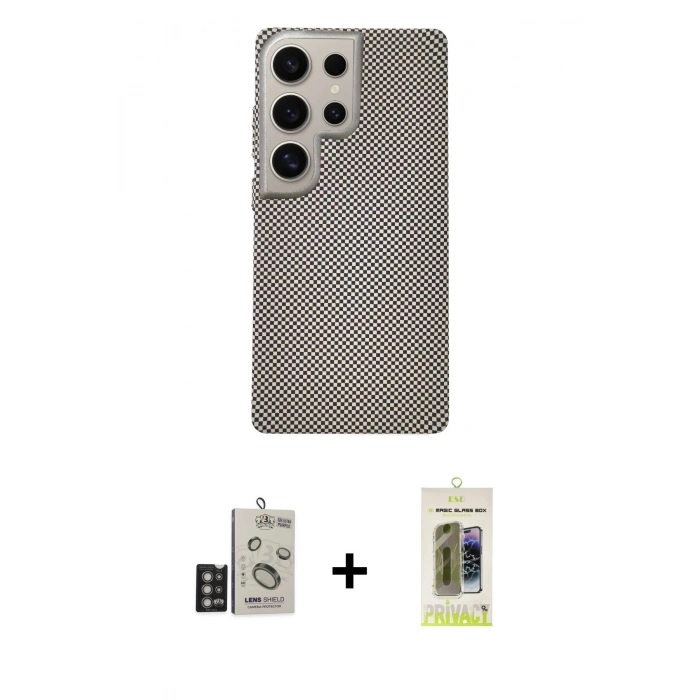 MARSİLYAN™- Galaxy S24 Ultra Kılıf Eksen Prime - Siyah Joko Magic 5D Hayalet Cam + Bilvis Titan Kamera Lens - DNMR
