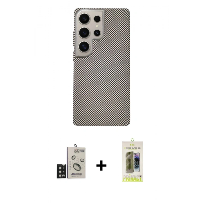 MARSİLYAN™- Galaxy S24 Ultra Kılıf Eksen Prime - Siyah Joko Magic 5D Hayalet Cam + Bilvis Titan Kamera Lens - SH