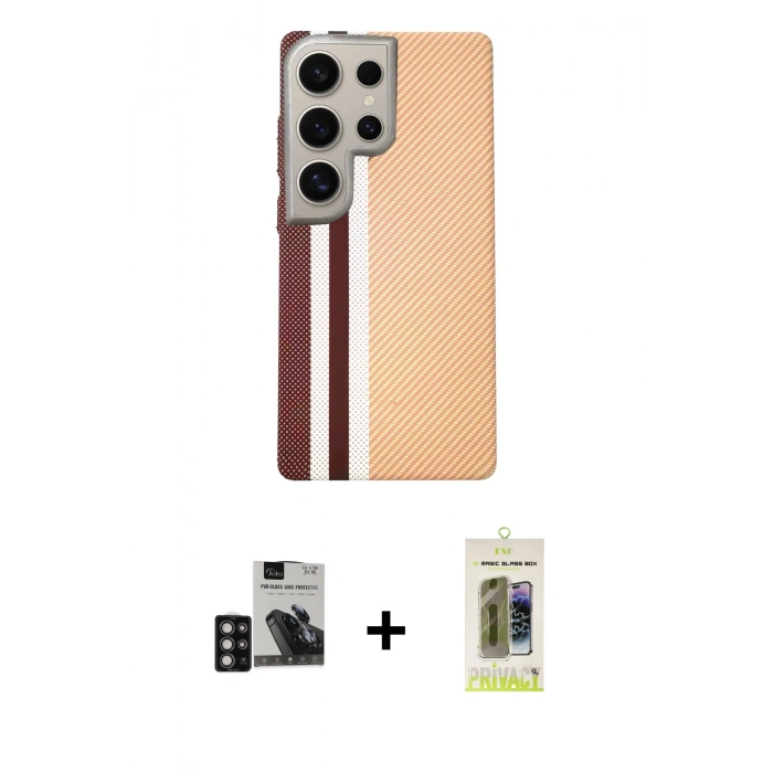 MARSİLYAN™- Galaxy S24 Ultra Kılıf Eksen Prime - Siyah Joko Magic 5D Hayalet Cam + PVD Metal Kamera Lens - DNMR